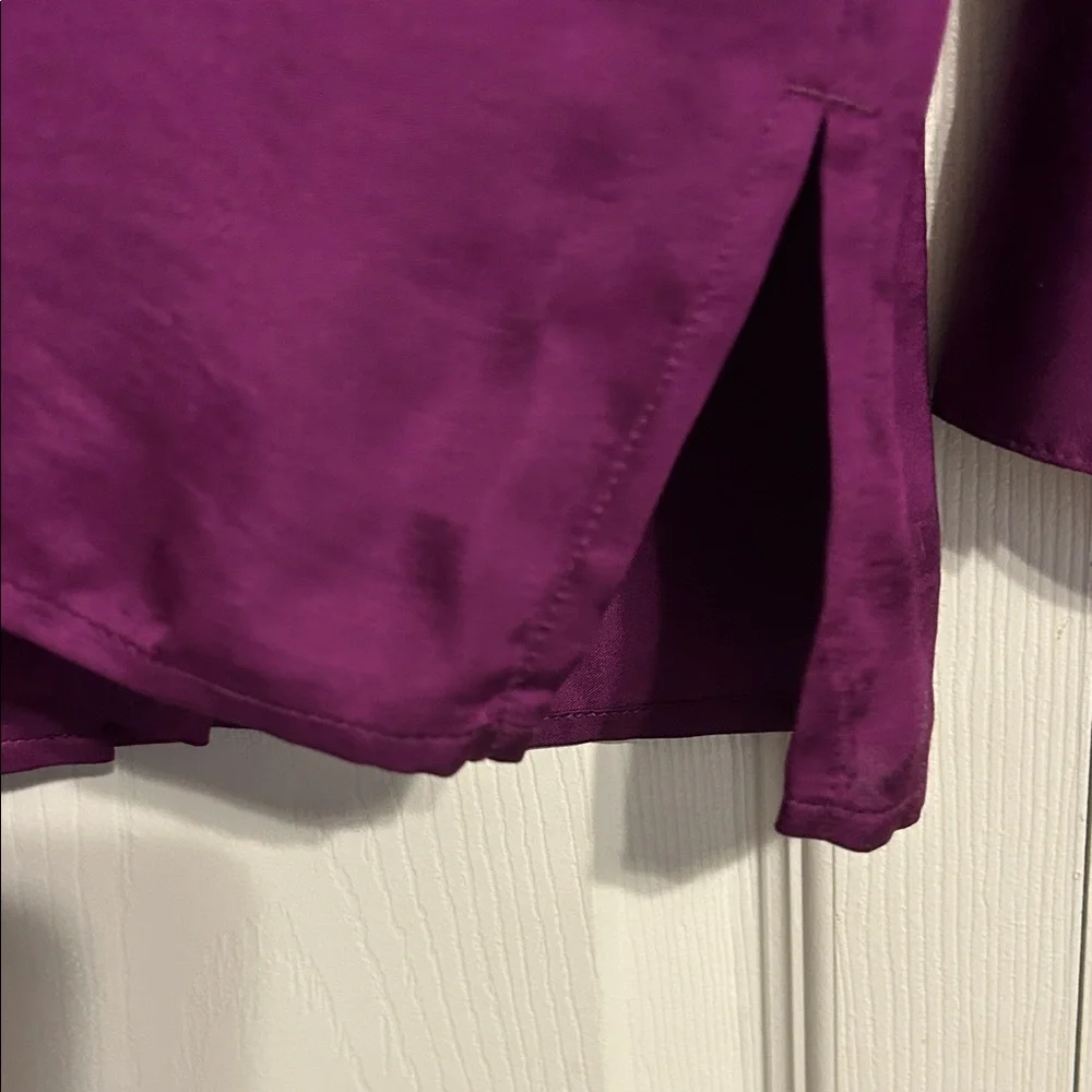 J Jill Womens Small Petite Satin Button Up Shirt Sugarbeet Magenta Blouse Top - Picture 6 of 7